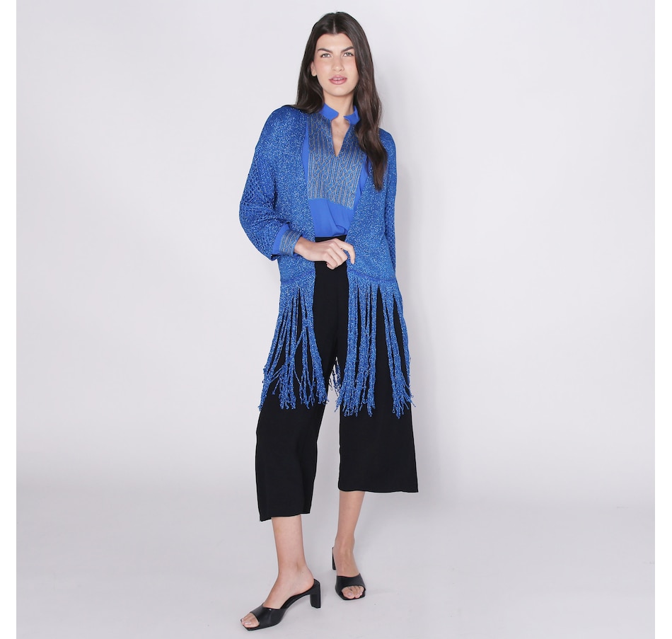 Image 248431_ROY.jpg, Product 248-431 / Price $51.33, Aggel Knitwear Metallic Knit Fringed Cardigan from Aggel on TSC.ca's Fashion department