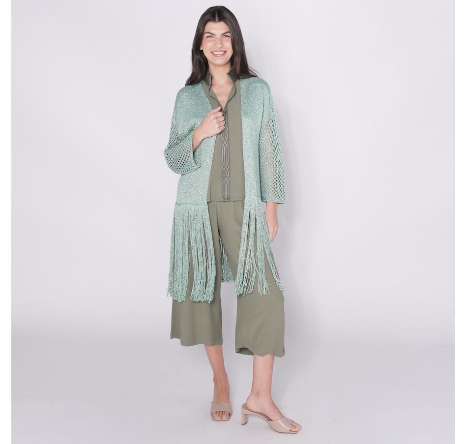 Image 248431_TLE.jpg, Product 248-431 / Price $51.33, Aggel Knitwear Metallic Knit Fringed Cardigan from Aggel on TSC.ca's Fashion department