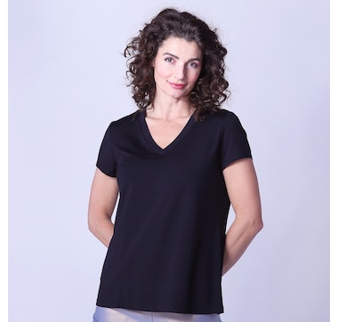 Emmalise Women's Casual Basic V-Neck Tshirt Long Sleeves Tee Top -  2Pk-Black,Black, S at  Women's Clothing store