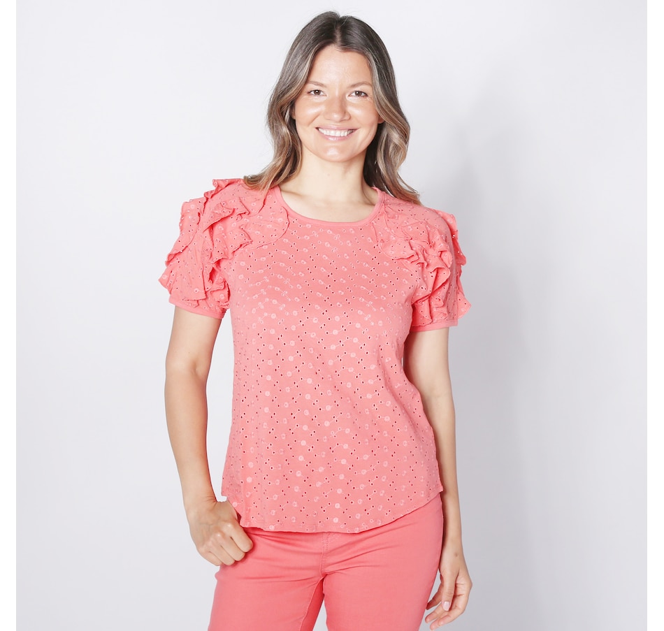 Image 248537_DCL.jpg, Product 248-537 / Price $29.33, Diane Gilman Eyelet Puff Sleeve Top from DG2 by Diane Gilman on TSC.ca's Fashion department