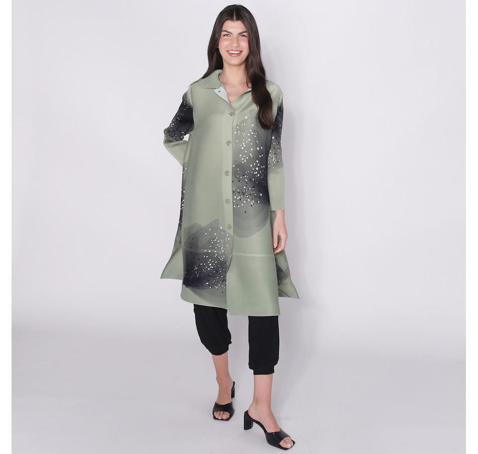 Image 248607_GRN.jpg, Product 248-607 / Price $99.33, Red Coral Plisse Button Front Tunic from Red Coral Fashions on TSC.ca's Fashion department