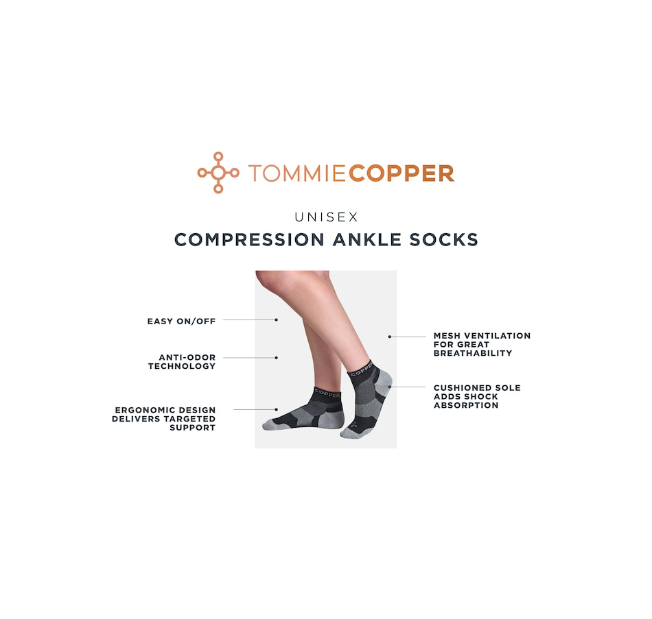 Tommie Copper Unisex Ultra-Fit Compression Ankle Socks- Multi 3-Pack