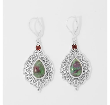 Himalayan Gems Sterling Silver Gemstone Leverback Earrings