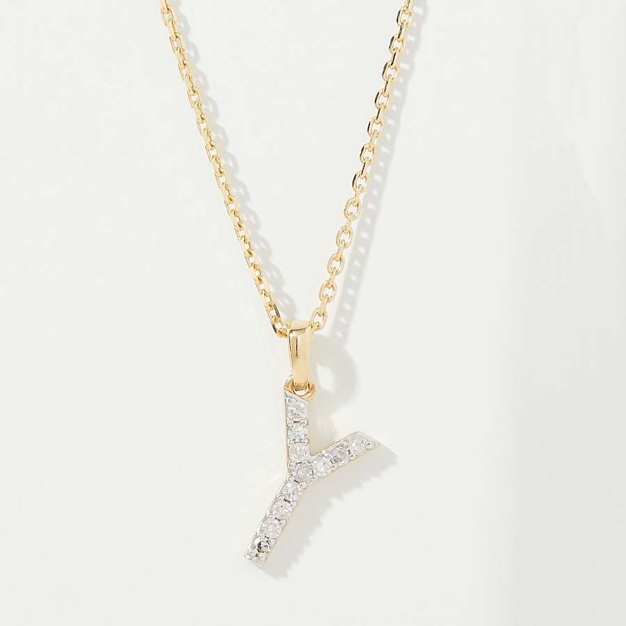 Image 249764_YGLY.jpg, Product 249-764 / Price $399.88, EVERA Diamonds 14K Gold 0.10 ctw Diamond Alphabet Pendant with Chain from Evera Diamonds on TSC.ca's Jewellery department