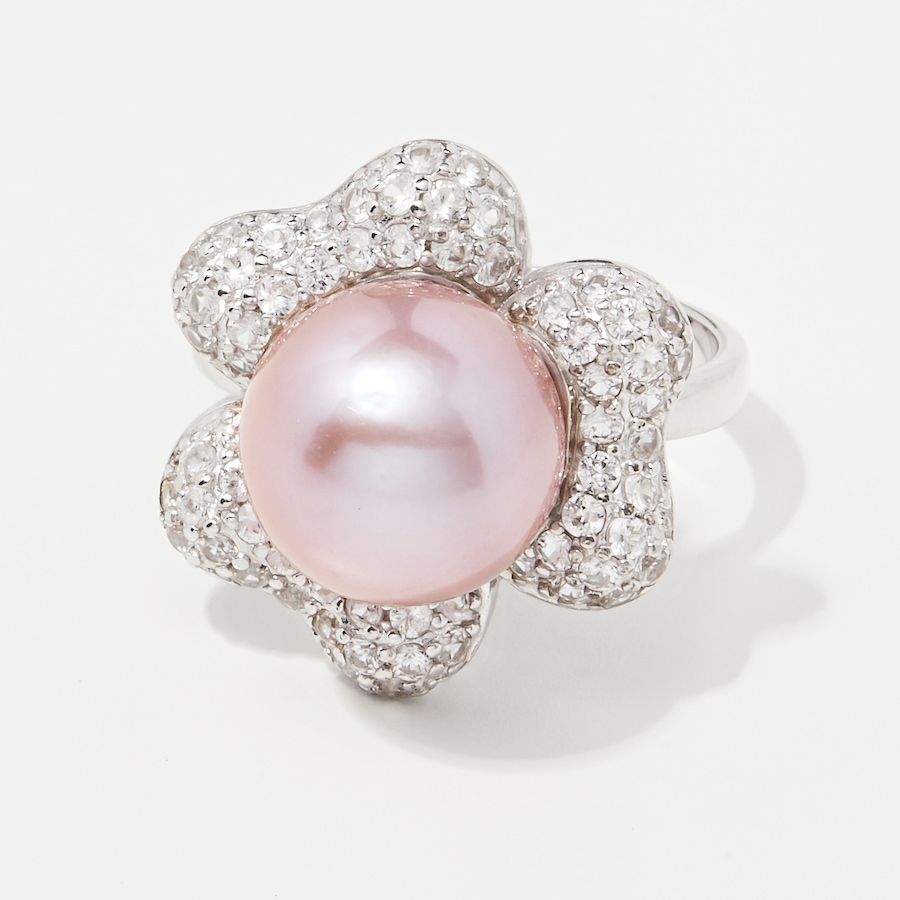 Image 249801.jpg, Product 249-801 / Price $229.99, Roz Kwan Sterling Silver Pink Freshwater Pearl & White Zircon Flower Blossom Ring from Roz Kwan Jewellery Collection on TSC.ca's Jewellery department