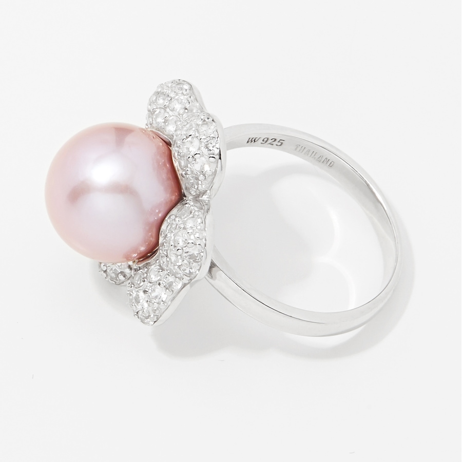 Image 249801_ALTMORE1.jpg, Product 249-801 / Price $229.99, Roz Kwan Sterling Silver Pink Freshwater Pearl & White Zircon Flower Blossom Ring from Roz Kwan Jewellery Collection on TSC.ca's Jewellery department