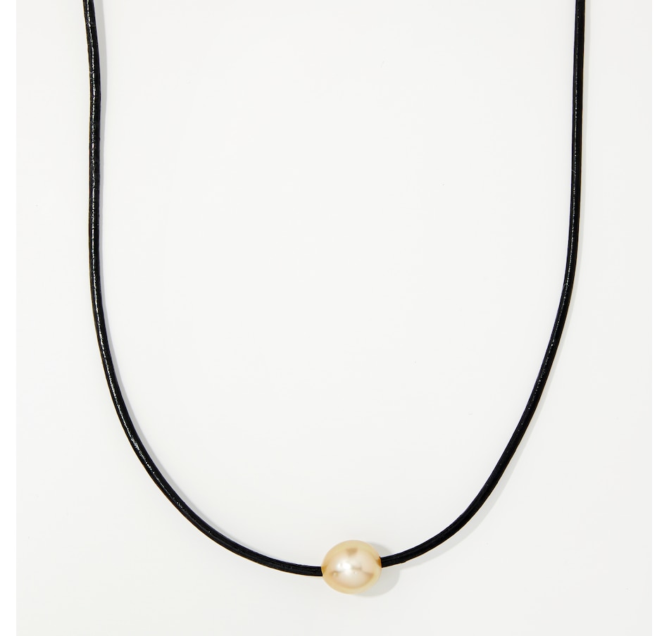 Image 249806_ALTMORE1.jpg, Product 249-806 / Price $269.99, Roz Kwan 11mm Oval Golden South Sea Adjustable Black Leather Cord Necklace from Roz Kwan Jewellery Collection on TSC.ca's Jewellery department