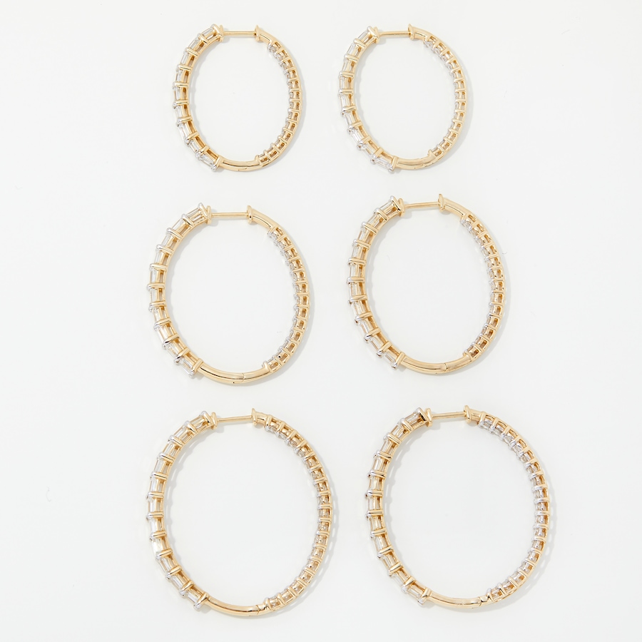 Image 249889_ALTMORE1.jpg, Product 249-889 / Price $2,999.99 - $4,999.99, EVERA Diamonds 14K Gold Emerald and Round Diamond Hoop Earrings from Evera Diamonds on TSC.ca's Jewellery department
