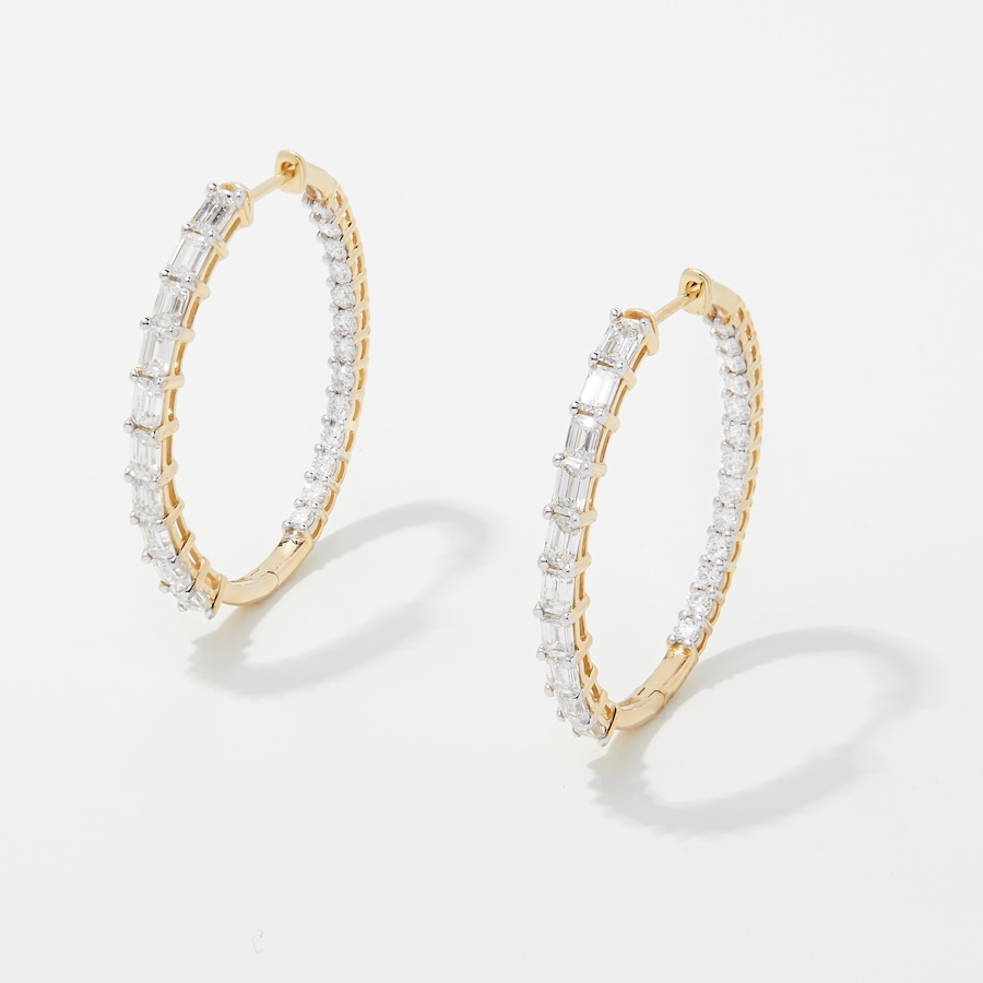 Image 249889_YG4CT.jpg, Product 249-889 / Price $2,999.99 - $4,999.99, EVERA Diamonds 14K Gold Emerald and Round Diamond Hoop Earrings from Evera Diamonds on TSC.ca's Jewellery department
