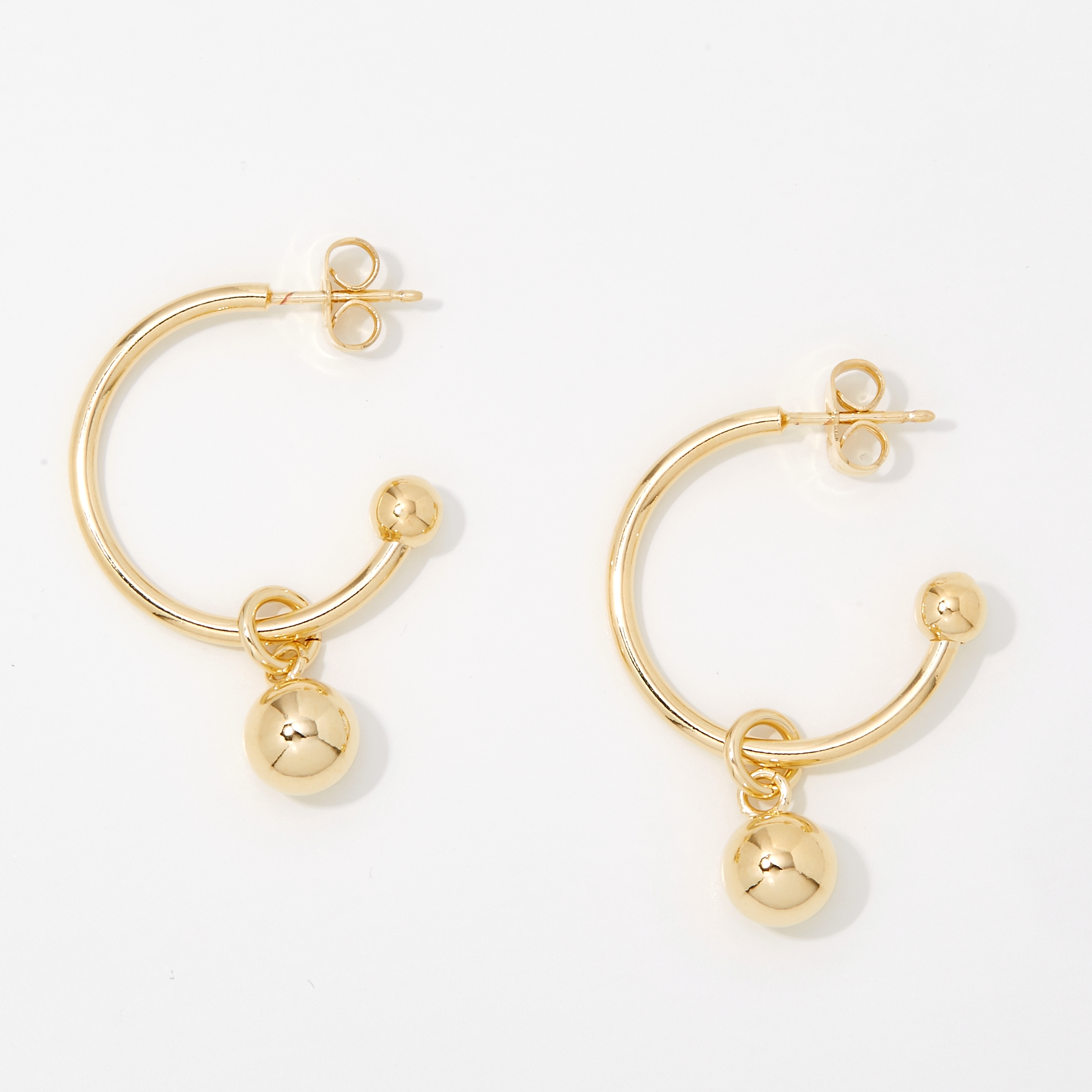 Bronzoro 18K Yellow Gold Plate Half Hoop With Removable 8mm Bead