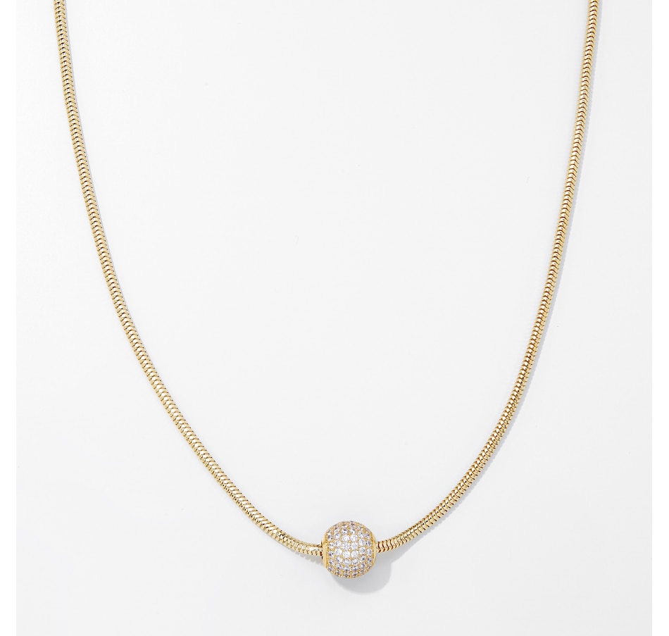 Image 249944.jpg, Product 249-944 / Price $89.99, Bronzoro 18K Yellow Gold Plate Snake Chain With White Cubic Bead from Bronzoro on TSC.ca's Jewellery department