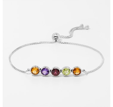 Product 249-970 / Price $99.88 , Samuel B. Collection Sterling Silver Multicolour Stone Bar Adjustable Bracelet