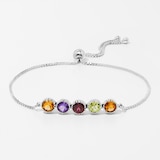 Samuel B. Collection Sterling Silver Multicolour Stone Bar Adjustable Bracelet