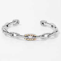 Samuel B Collection Sterling Silver/18K Paperclip Design Bangle