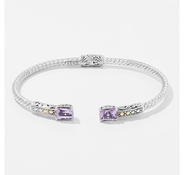 Product 249-980 / Price $99.88 , Samuel B. Collection Sterling Silver/18K Cable Gemstone Bangle
