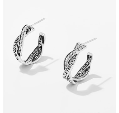 Product 249-993 / Price $59.88 , Samuel B. Collection Sterling Silver Woven Hoop Earrings