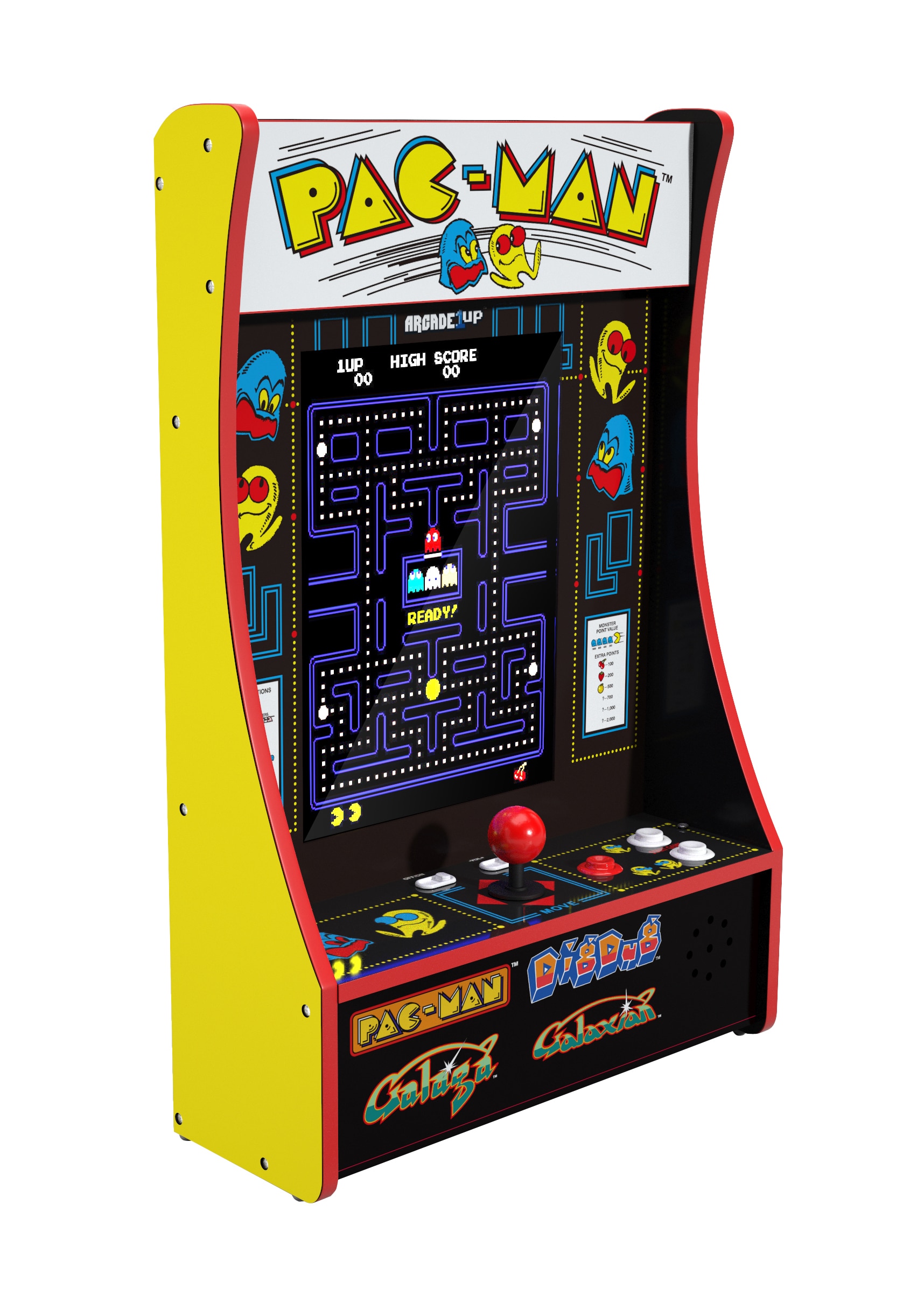 arcade1up 4-in-1 partycade with pac-man, dig dug, galaga and galaxian