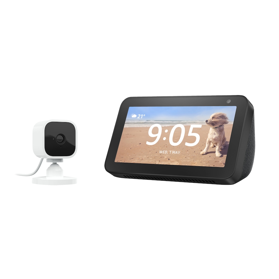 Image 251172_CHR.jpg, Product 251-172 / Price $149.99, Amazon Echo Show 5 Compact Smart Display with Alexa and Blink Mini 1080 HD Smart Security Camera from Amazon on TSC.ca's Electronics department