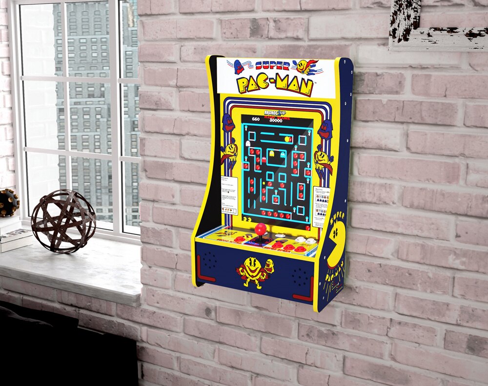 Arcade 1Up Super Pac-Man partycade, 10 games included, with lit cheapest Marquee