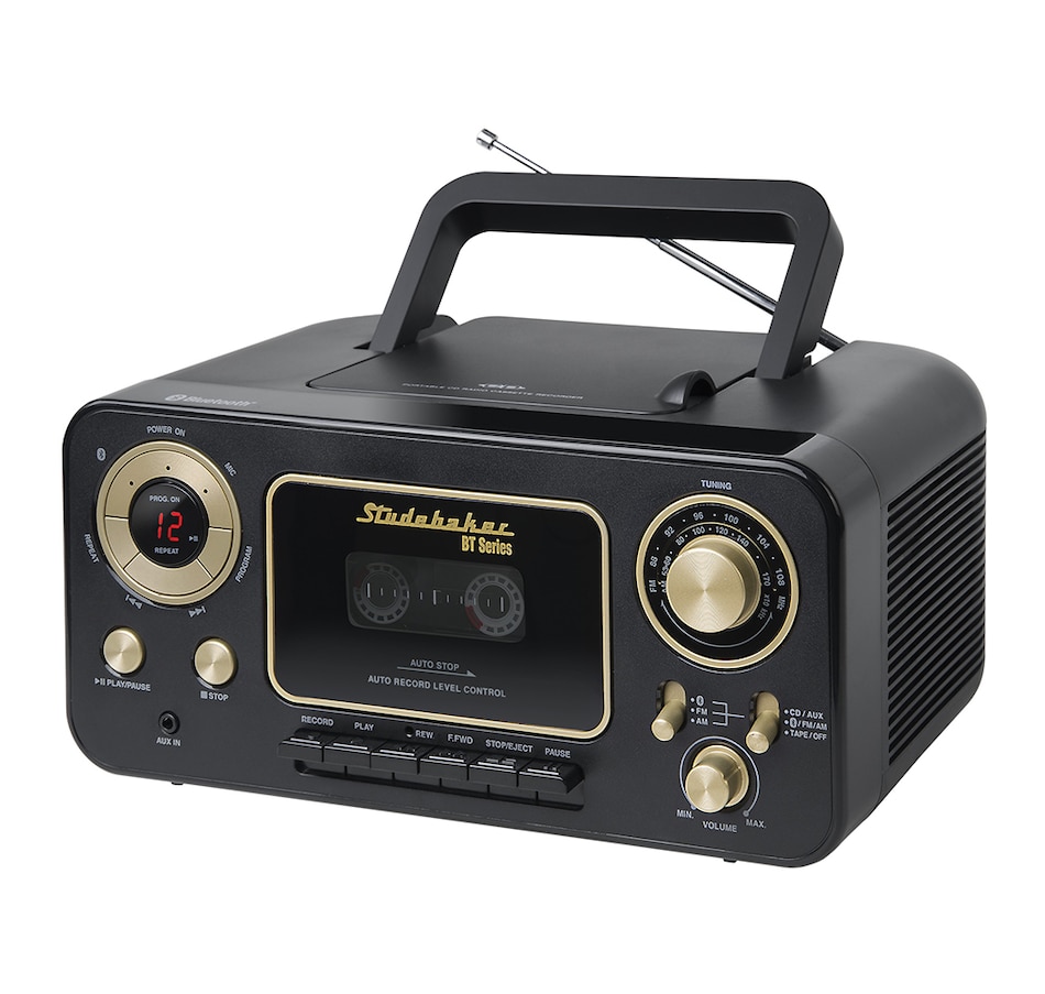Image 251379_BLK.jpg, Product 251-379 / Price $189.99, Studebaker Retro Portable CD Player with AM/FM Radio, Cassette Player/Recorder and Bluetooth from Studebaker on TSC.ca's Electronics department