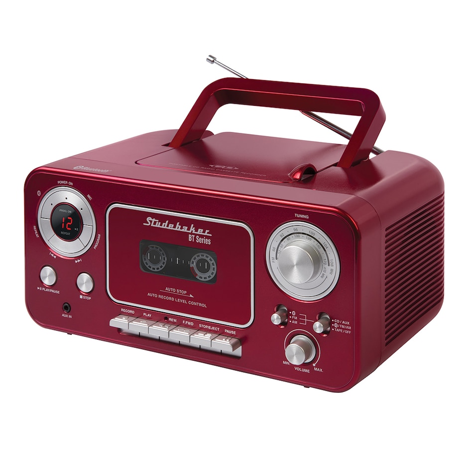 Image 251379_RED.jpg, Product 251-379 / Price $189.99, Studebaker Retro Portable CD Player with AM/FM Radio, Cassette Player/Recorder and Bluetooth from Studebaker on TSC.ca's Electronics department
