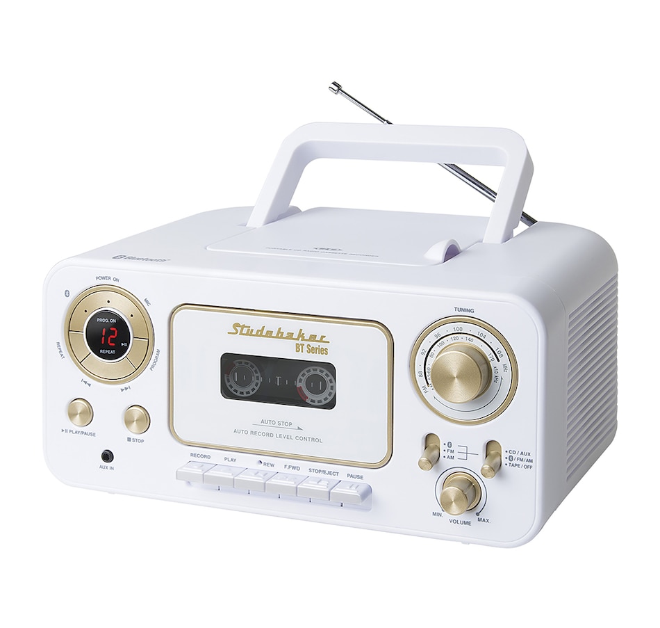 Image 251379_WHT.jpg, Product 251-379 / Price $189.99, Studebaker Retro Portable CD Player with AM/FM Radio, Cassette Player/Recorder and Bluetooth from Studebaker on TSC.ca's Electronics department