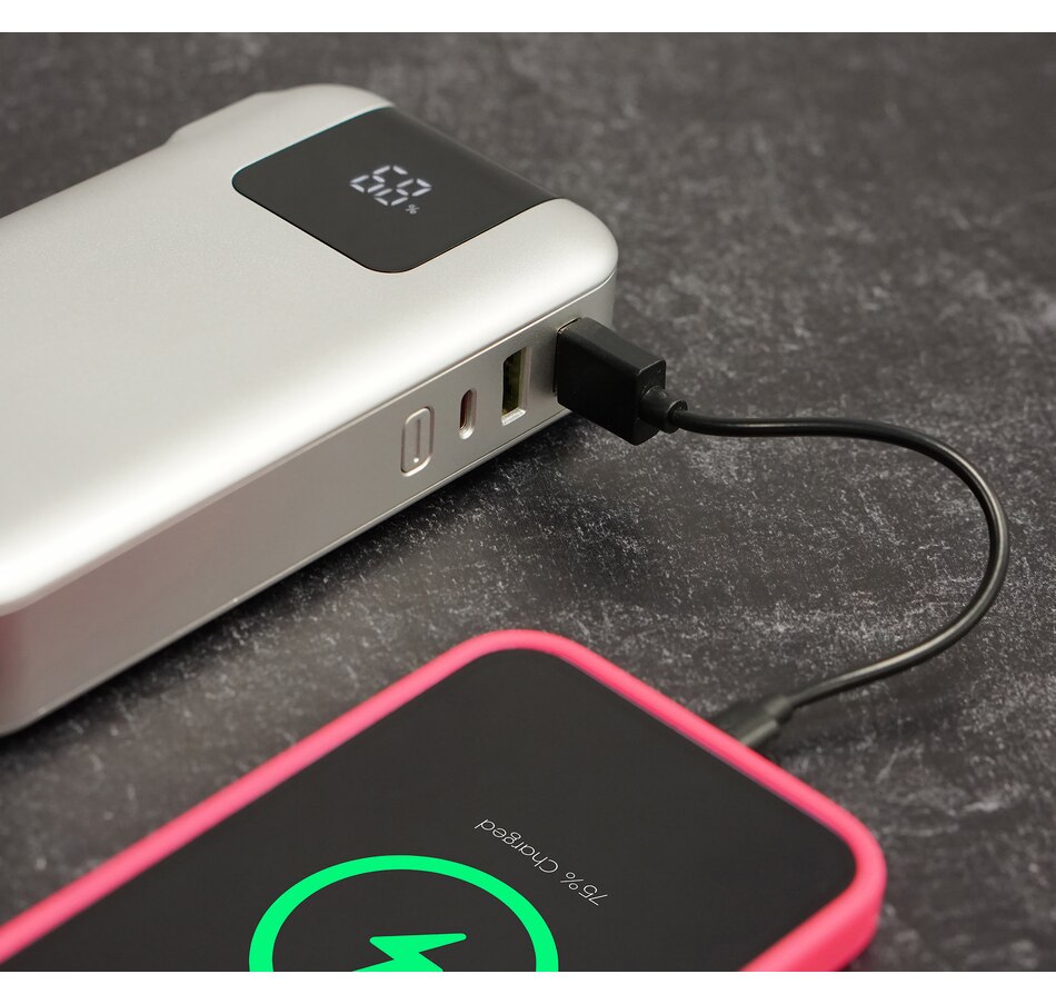 Image 251683_ALTMORE1.jpg, Product 251-683 / Price $139.99, Limitless 15,000-mAh Portable Power Bank with Wall Plug, Digital Display and Built-In Cables from Limitless Innovations on TSC.ca's Electronics department