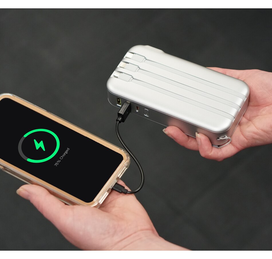 Image 251683_ALTMORE7.jpg, Product 251-683 / Price $139.99, Limitless 15,000-mAh Portable Power Bank with Wall Plug, Digital Display and Built-In Cables from Limitless Innovations on TSC.ca's Electronics department