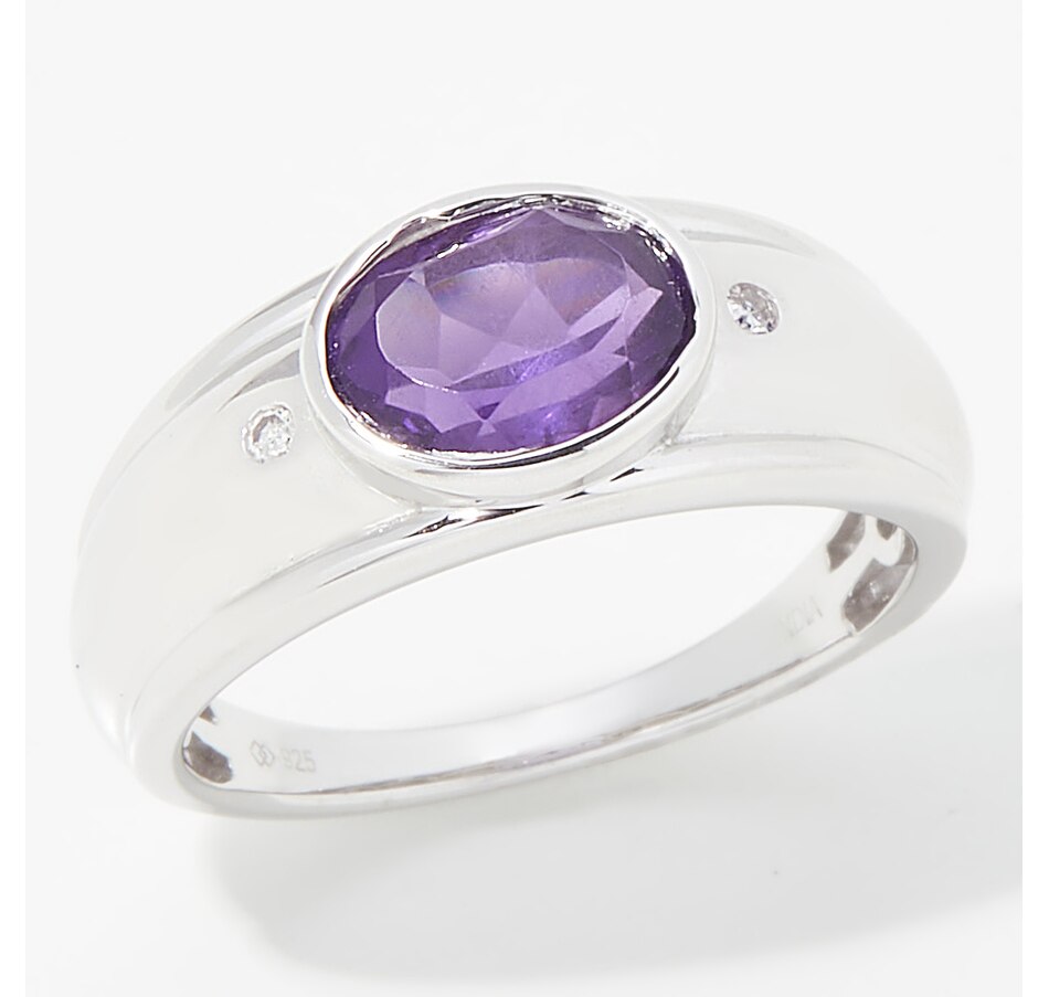 Image 251874_RHAMY.jpg, Product 251-874 / Price $39.33, Sterling Silver Oval Gemstone and Diamond Ring from Best of Gems on TSC.ca's Jewellery department