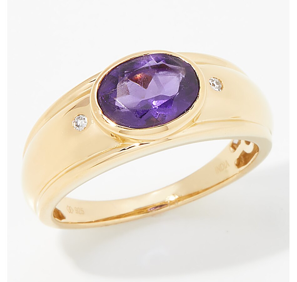 Image 251874_YGPAY.jpg, Product 251-874 / Price $39.33, Sterling Silver Oval Gemstone and Diamond Ring from Best of Gems on TSC.ca's Jewellery department