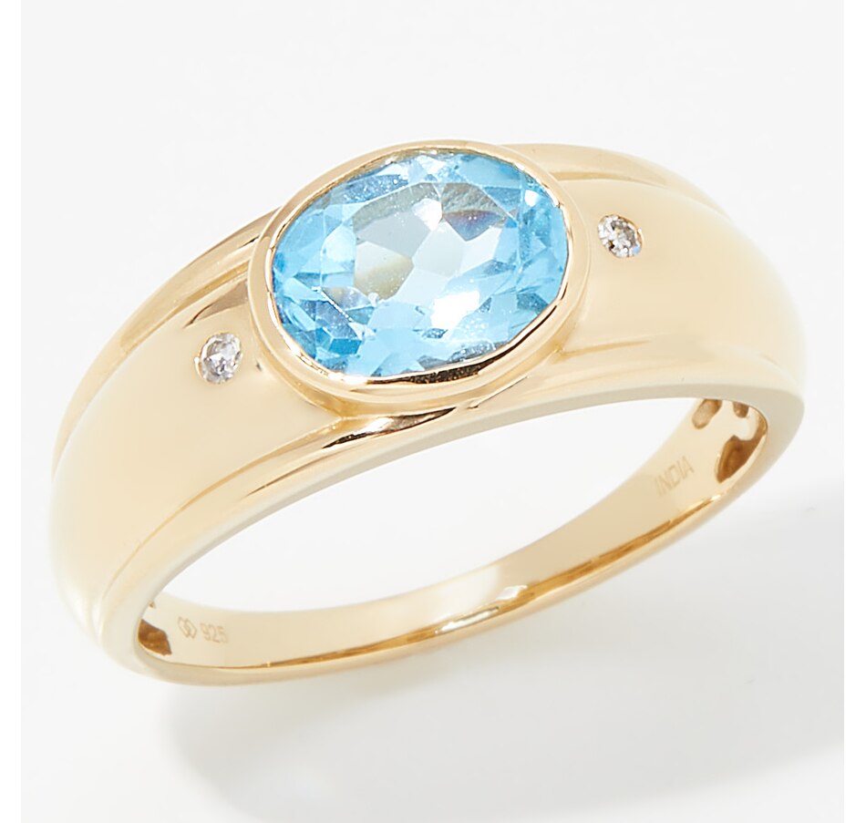 Image 251874_YGPBT.jpg, Product 251-874 / Price $39.33, Sterling Silver Oval Gemstone and Diamond Ring from Best of Gems on TSC.ca's Jewellery department