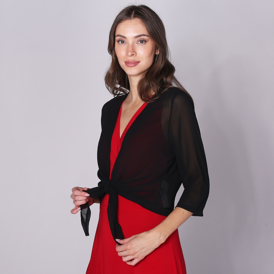 Image 252024_BLK.jpg, Product 252-024 / Price $19.33, Red Coral Tie Front Lightweight Bolero from Red Coral Fashions on TSC.ca's Fashion department
