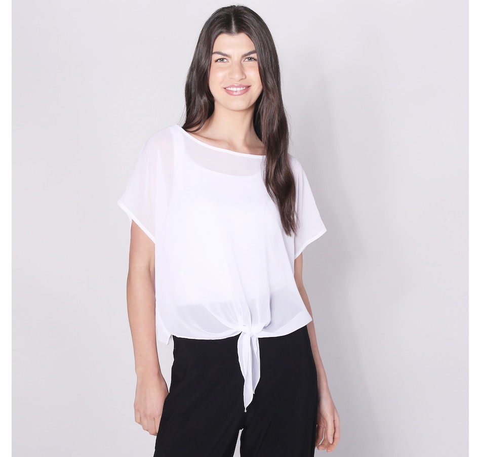 Image 252030_WHT.jpg, Product 252-030 / Price $44.88, Red Coral Tie Front Top from Red Coral Fashions on TSC.ca's Fashion department