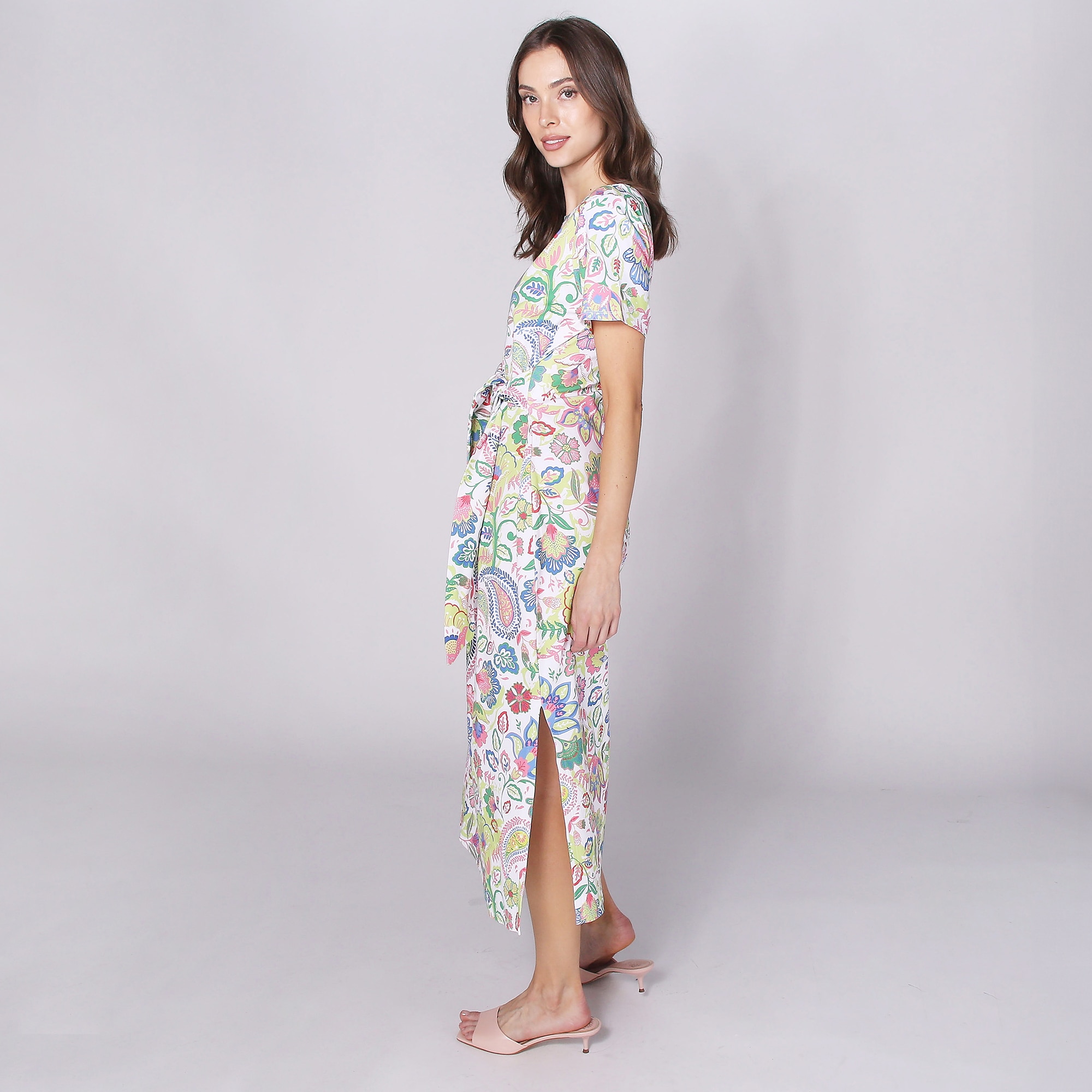 Isaac Mizrahi Side Tie Midi T-Shirt Dress - TSC.ca