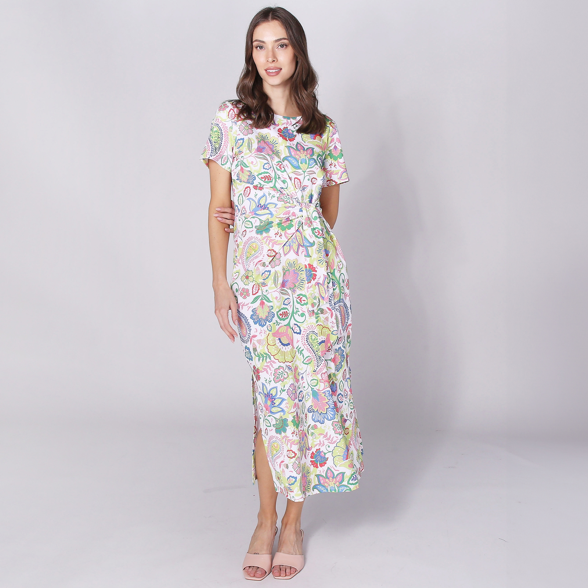 Jupe Pull Midi Plissée Isaac Mizrahi Live! – Crème Sunburst – Taille XS Petite