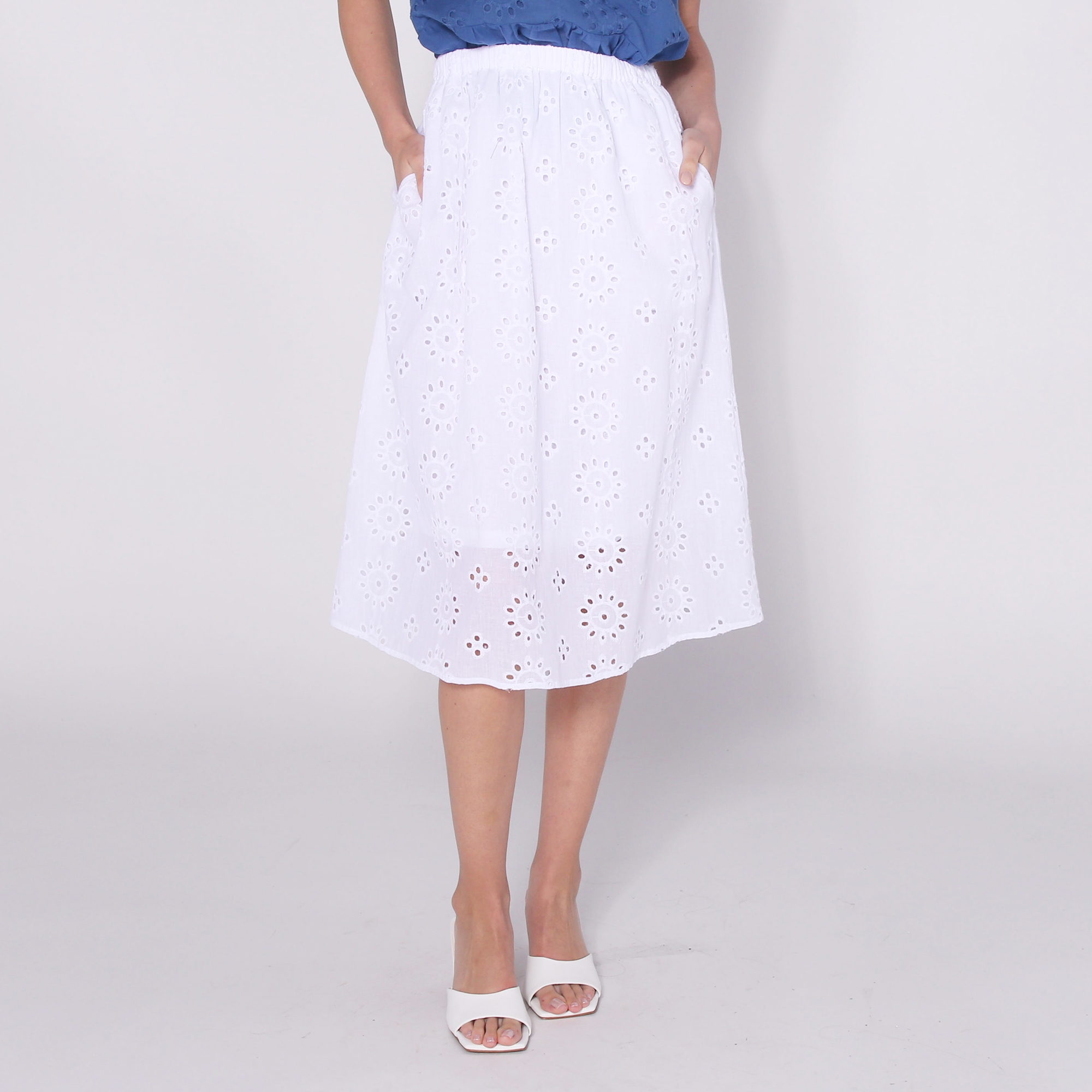 Isaac Mizrahi Eyelet A-Line Midi Skirt - TSC.ca