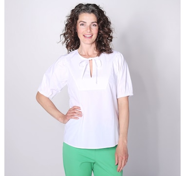 Isaac Mizrahi Puff Sleeve Poplin Blouse