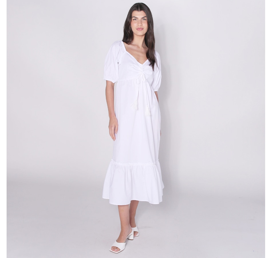 Image 252105_WHT.jpg, Product 252-105 / Price $39.33, Isaac Mizrahi Tiered Poplin Shirt Dress from Isaac Mizrahi New York on TSC.ca's Fashion department