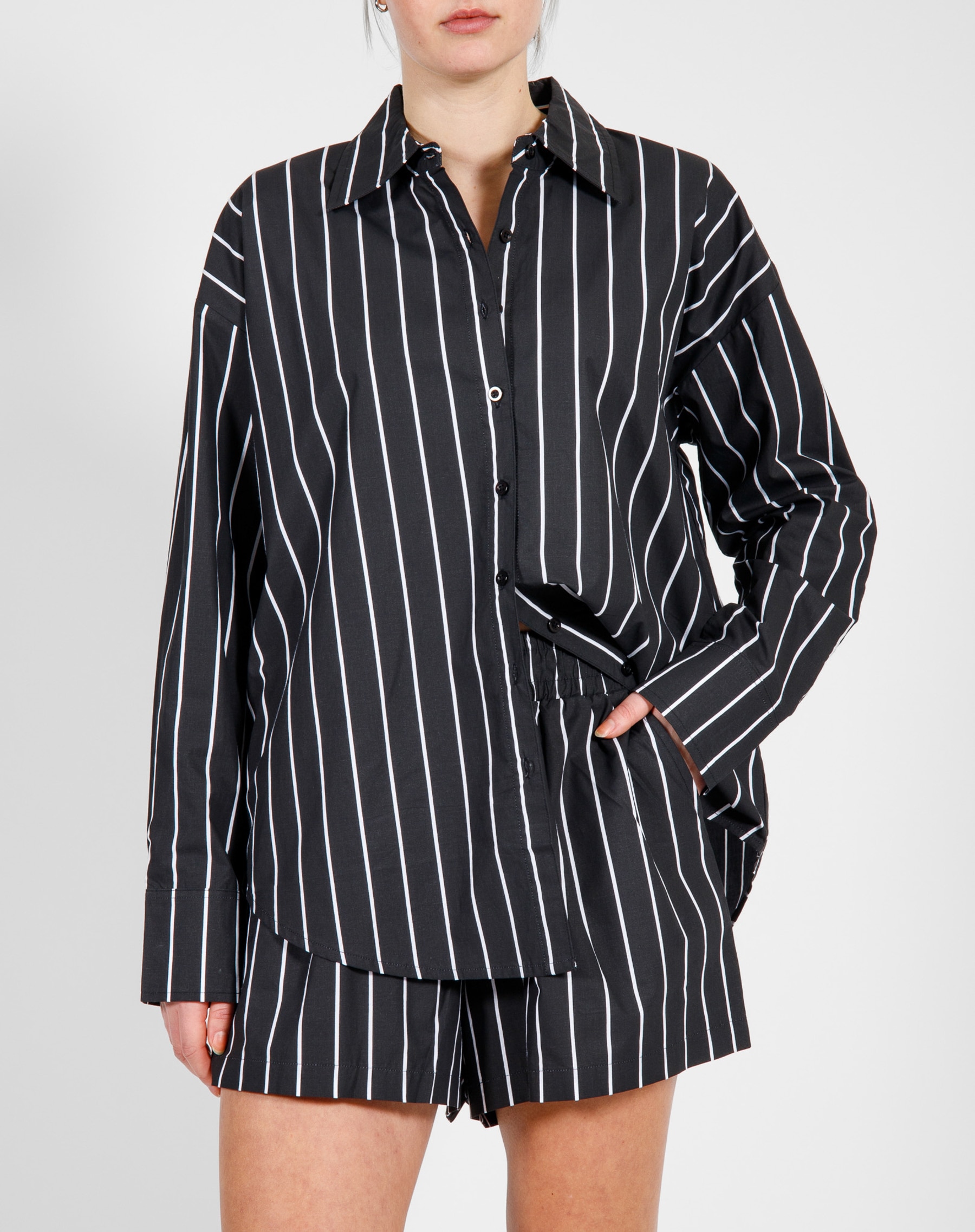 Brunette The Label Striped Button Up Shirt