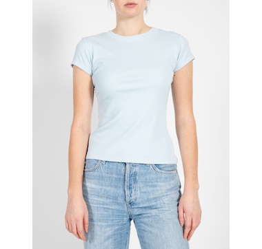 Brunette The Label Ribbed Fitted T-Shirt With Cap sleeves
