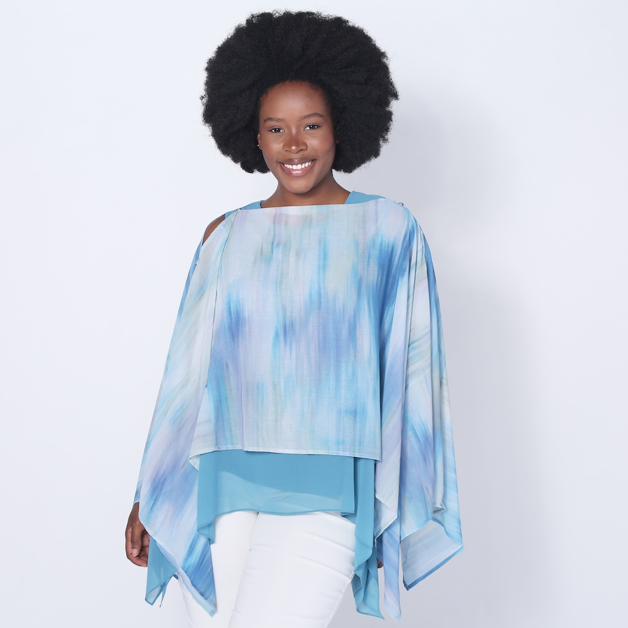 Image 252122_AQM.jpg, Product 252-122 / Price $34.33, Wynne Style Printed Chiffon Convertible Poncho from Wynnelayers on TSC.ca's Fashion department