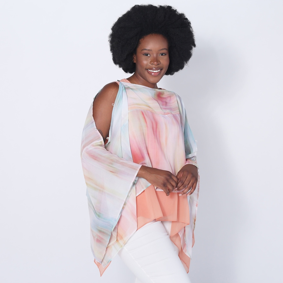 Image 252122_COMU.jpg, Product 252-122 / Price $34.33, Wynne Style Printed Chiffon Convertible Poncho from Wynnelayers on TSC.ca's Fashion department