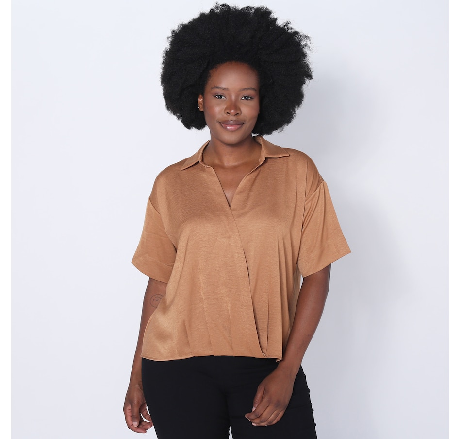 Image 252135_DKC.jpg, Product 252-135 / Price $44.33, Wynne Style Hammered Satin Twist Shirt from Wynnelayers on TSC.ca's Fashion department