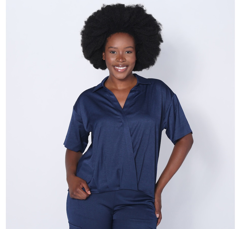 Image 252135_MDB.jpg, Product 252-135 / Price $44.33, Wynne Style Hammered Satin Twist Shirt from Wynnelayers on TSC.ca's Fashion department