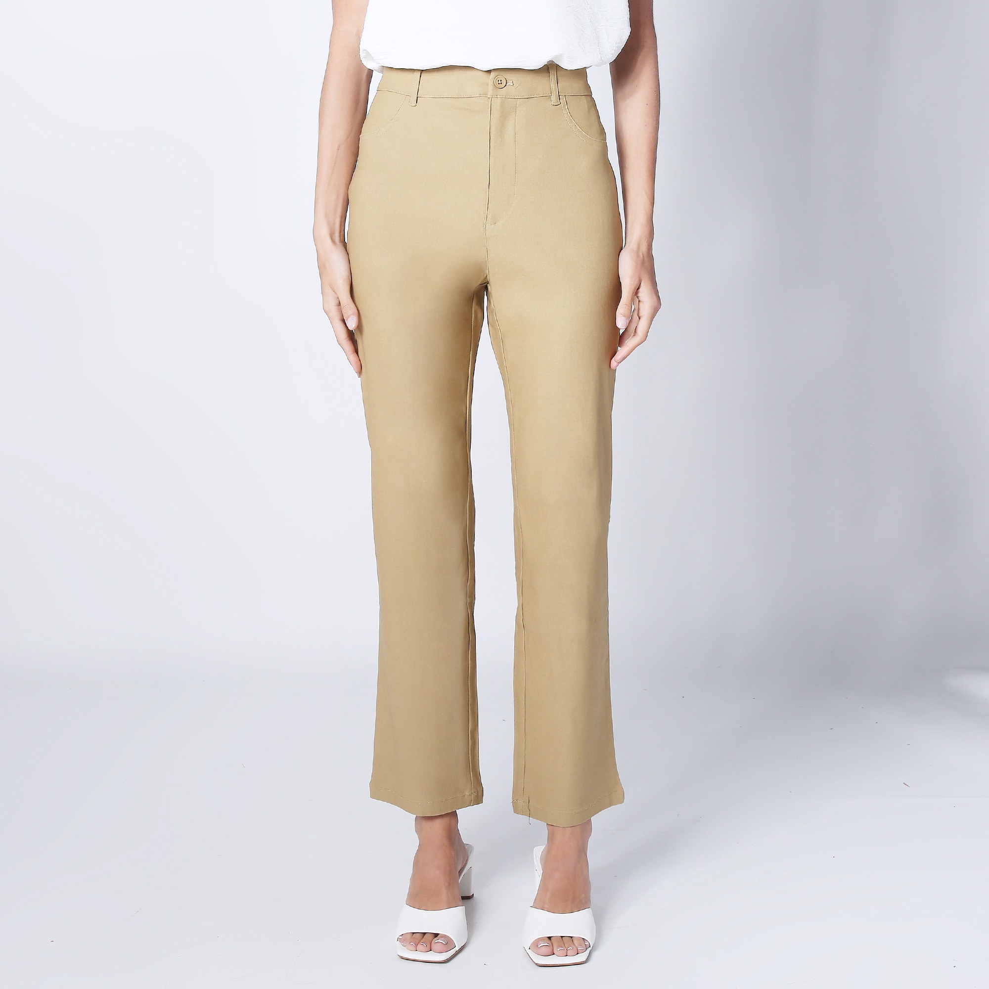 [THE MUSEUM VISITOR]★SPRAYED OBLIQUE LINE INCISION PANTS SPRAYED OBLIQUE LINE INCISION PANTS (KHAKI) : THE MUSEUM VISITOR