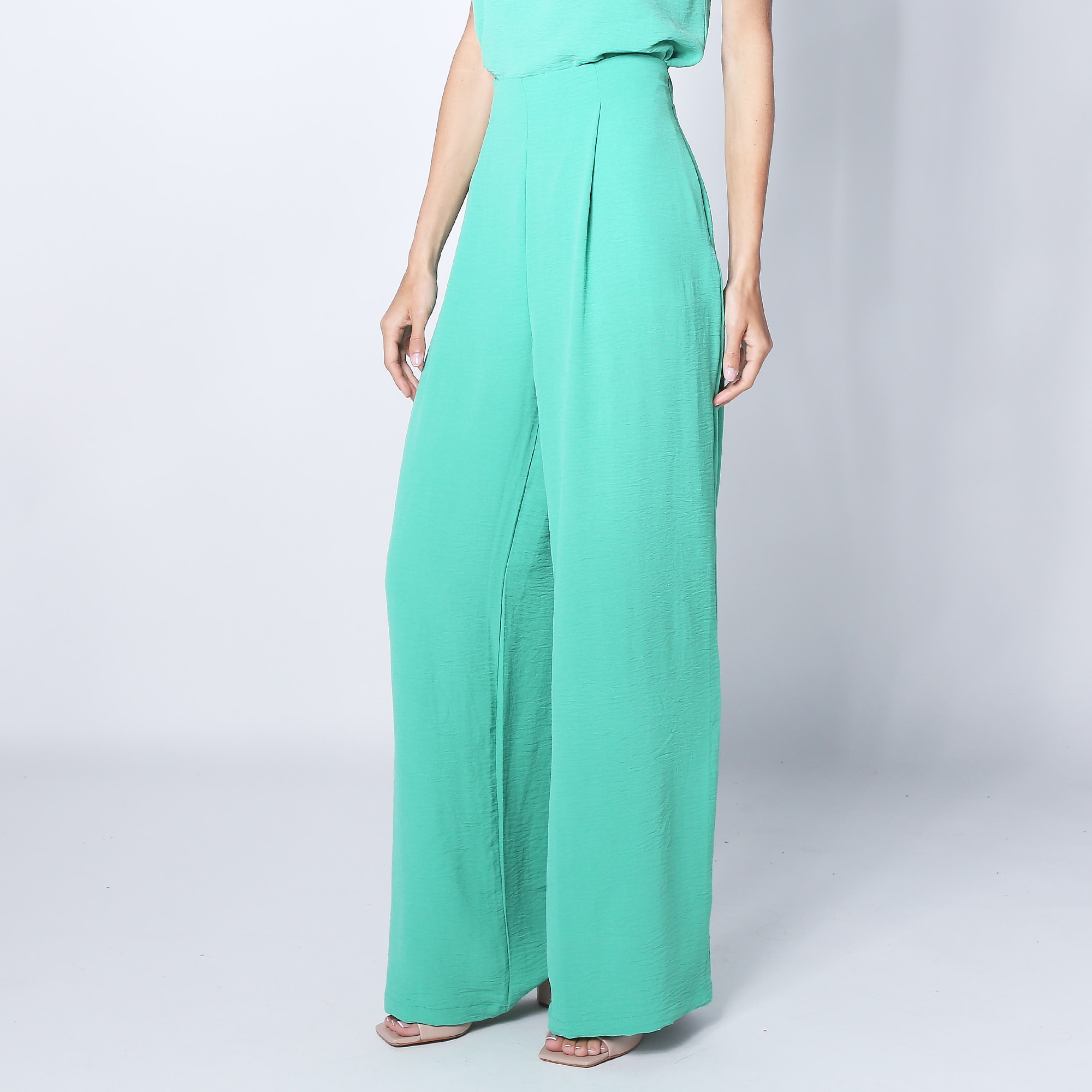 Nala Wide leg swim pants M 股下68.5補正済 Women's Sport Knit Elastic Waist Wide Leg Crop Pants | Lands