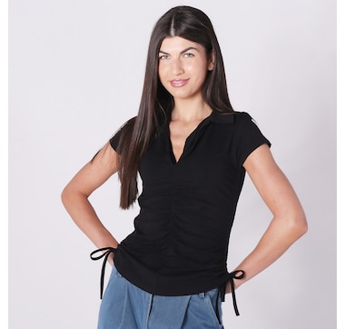 Product 252-343 / Price $38.33 , Badgley Mischka Ruched Popover Shirt