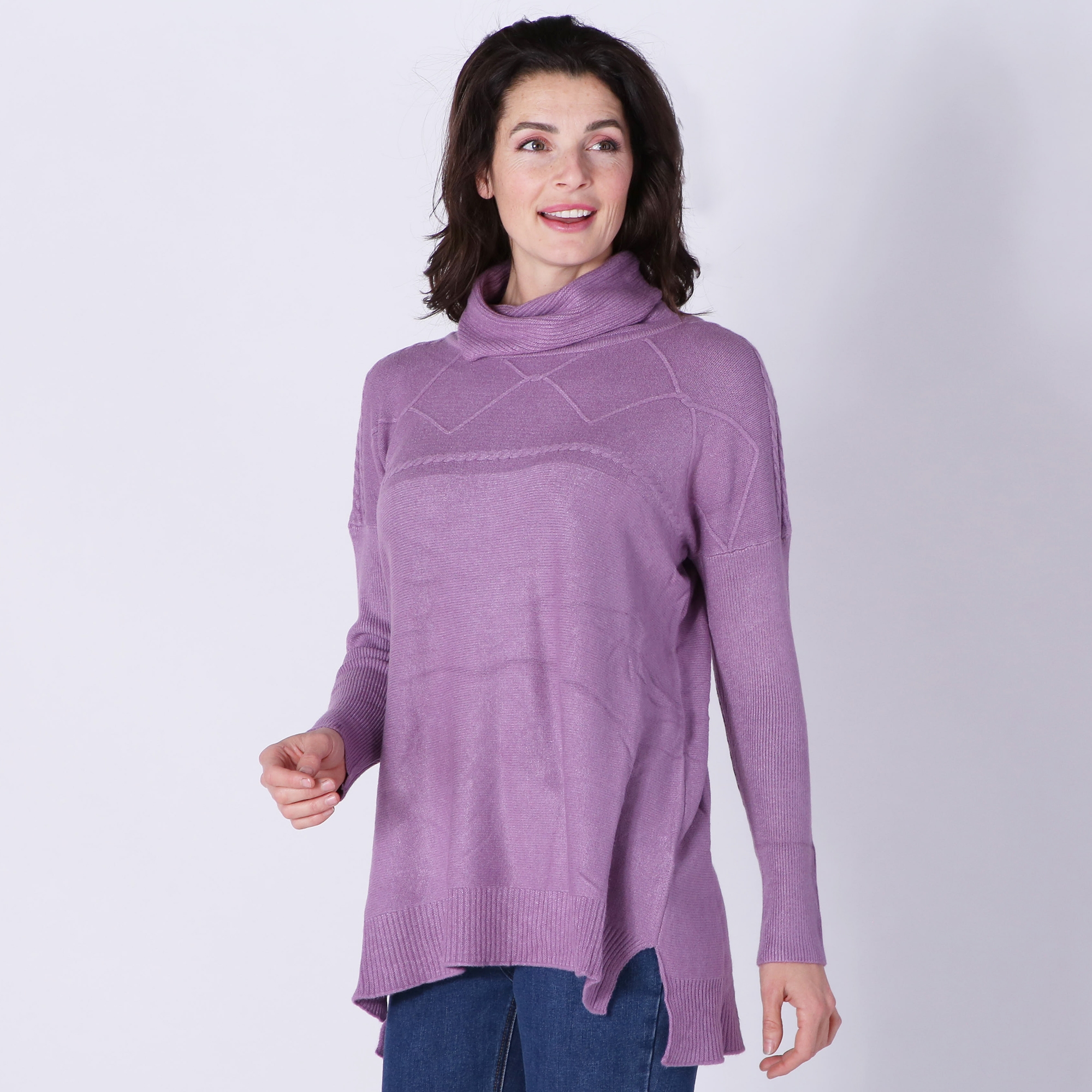 Orange Fashion Village Cable Knit Cowl Neck Tunic - TSC.ca