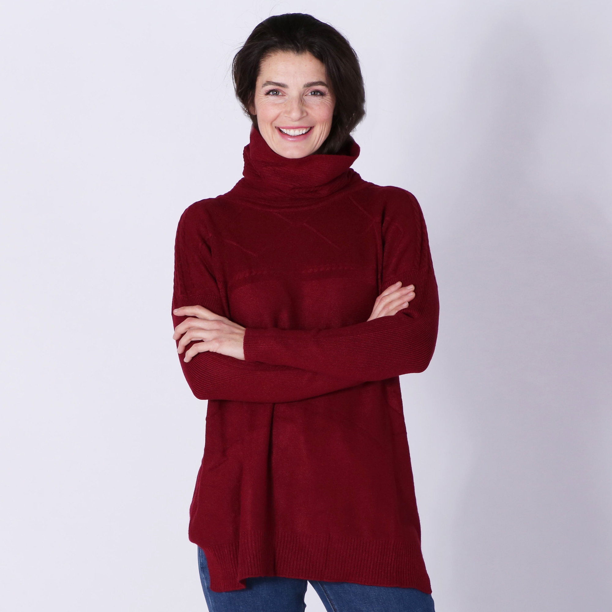 Orange Fashion Village Cable Knit Cowl Neck Tunic - TSC.ca