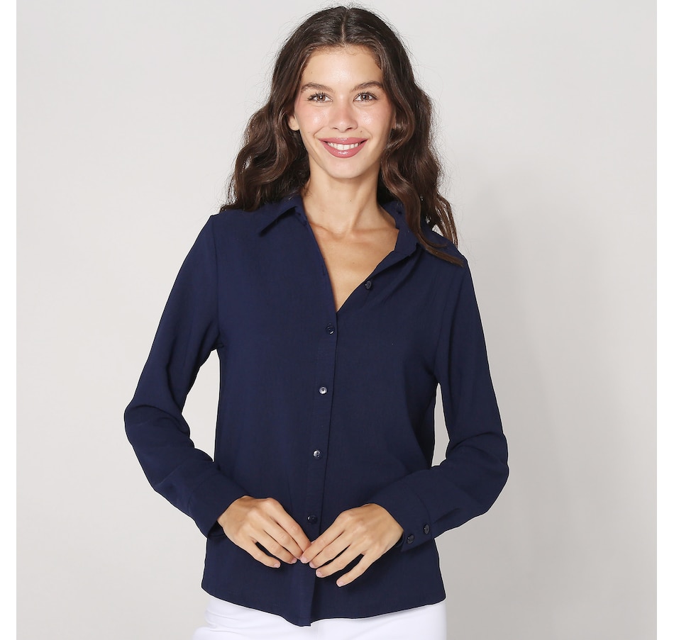 Image 252369_NVY.jpg, Product 252-369 / Price $31.33, Kim & Co. Crinkle Poplin On The Go Shirt from Kim & Co. on TSC.ca's Fashion department